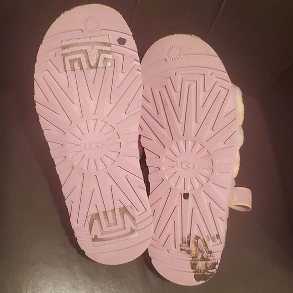 SOLD! UGG Disco Stripe Fluff Yeah Platform Slide Pink Dusk - Size 11 - Picture 10 of 13